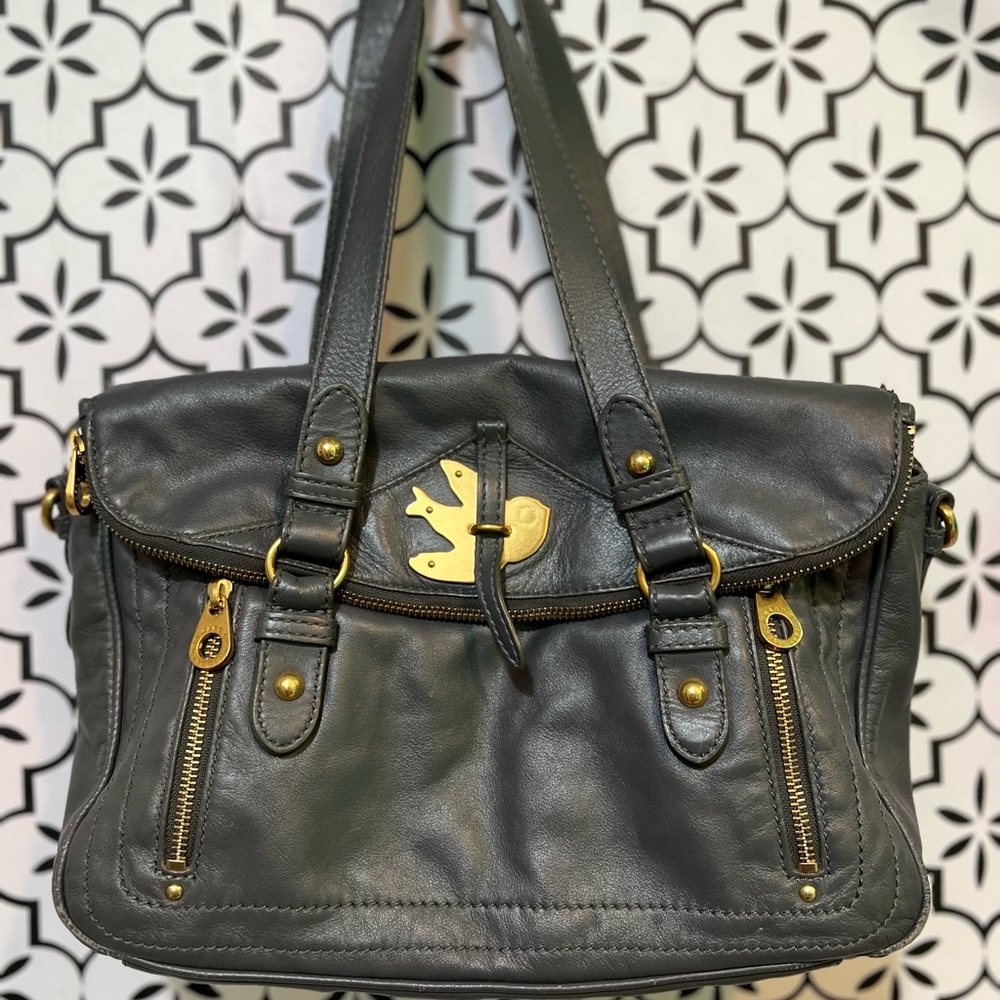 MARC JACOBS PETAL TO THE METAL SATCHEL RARE MEDIUM GREY HANDBAG SHOULDER BAG